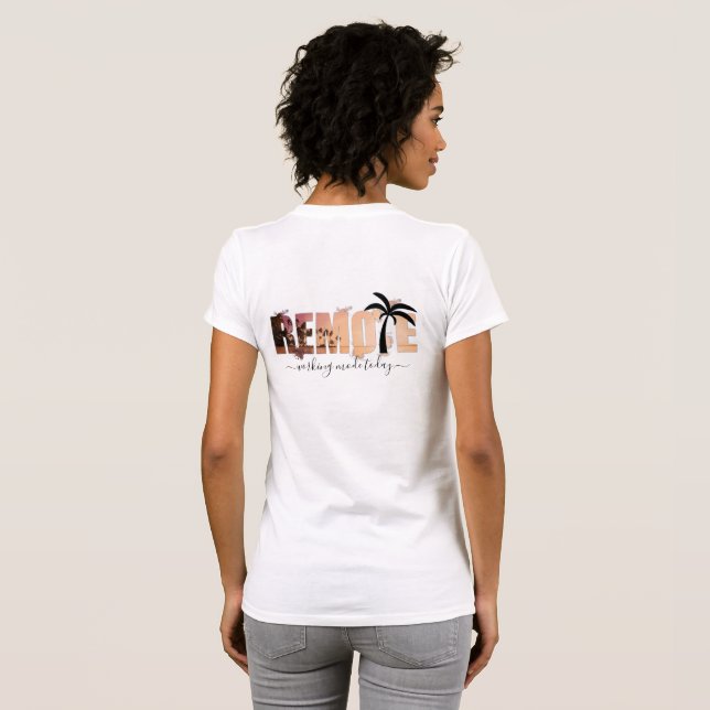Camiseta Silhouette de árbol de palmas de dispersión remota (Reverso completo)