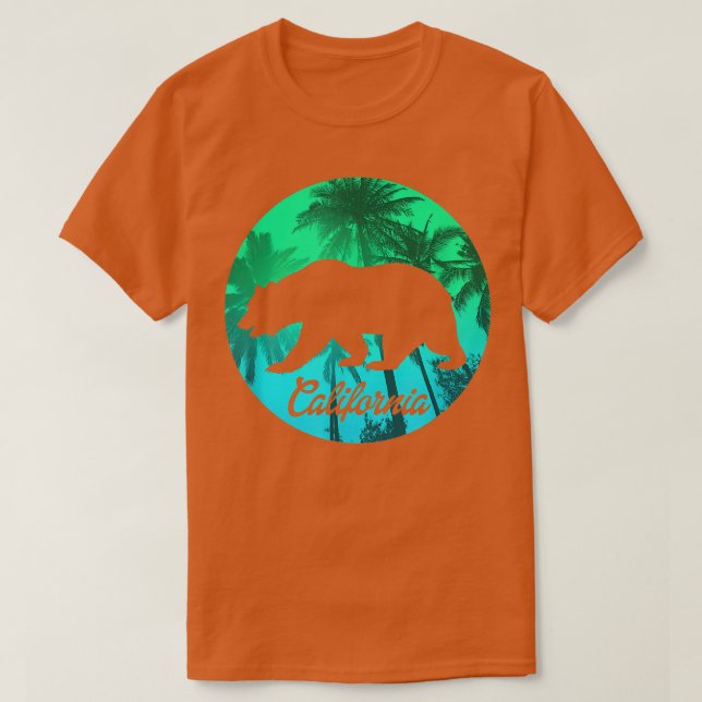 Camiseta Silhouette de árbol de palmas de oso de California (Diseño del anverso)