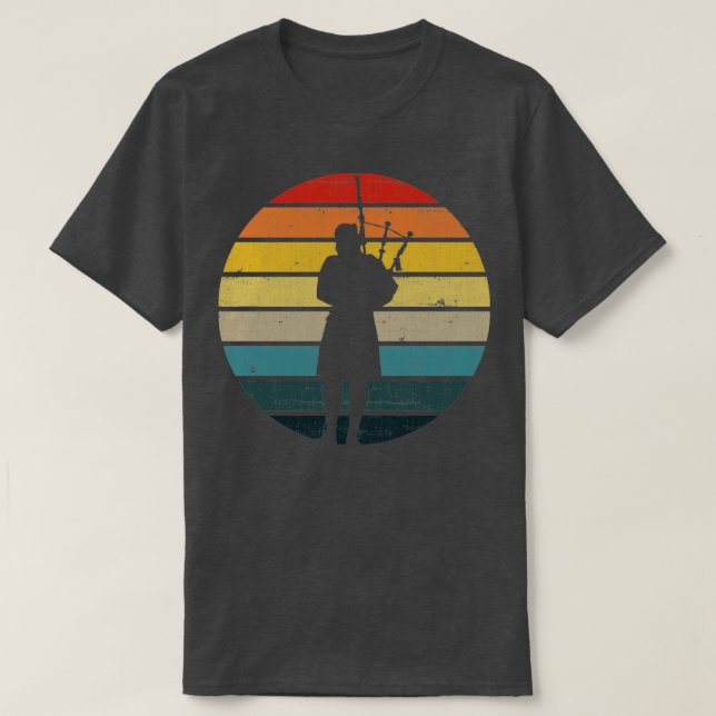 Camiseta Silhouette de Bagpia En Una Estrella Retro En Pr (Diseño del anverso)
