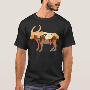 Camiseta Silhouette de búfalo Desert Cacti Monument Valley