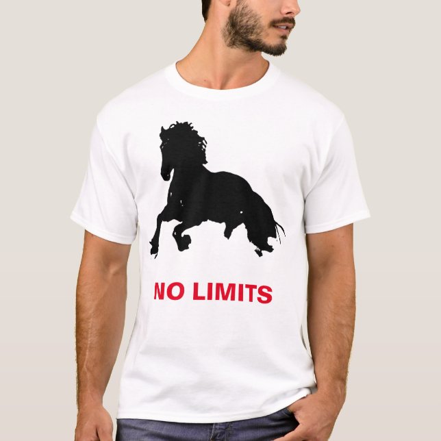 Camiseta Silhouette de caballo blanco negro sin límites (Anverso)