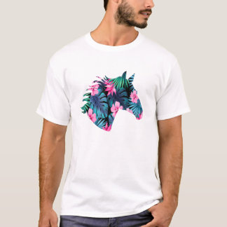 Camiseta Silhouette de Caballo para Caballo Lover Floral Ha