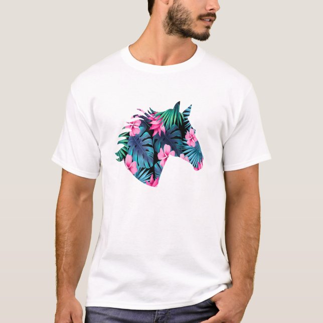 Camiseta Silhouette de Caballo para Caballo Lover Floral Ha (Anverso)