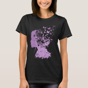 Camiseta Silhouette De Cabeza De Mujer Con Mariposas Que Fl
