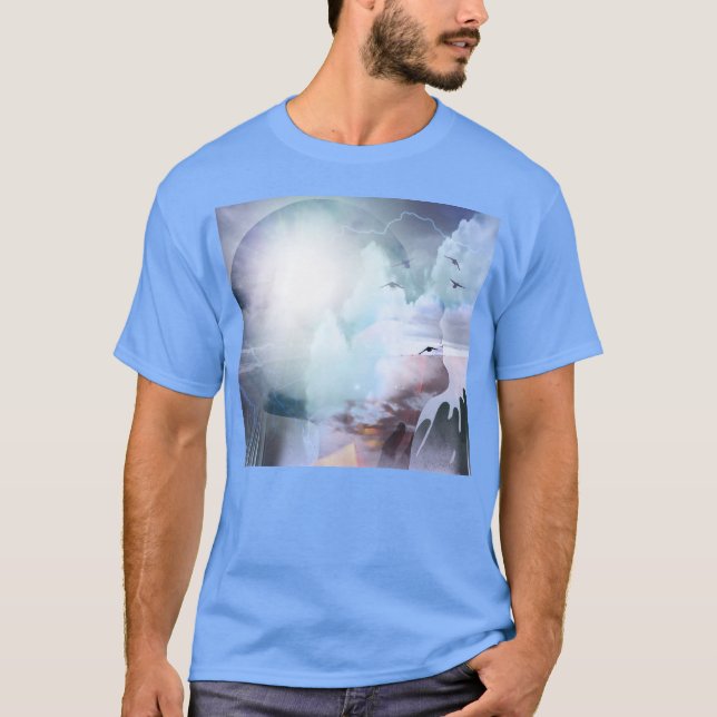 Camiseta Silhouette de cabeza de mujer y manos rezando (Anverso)
