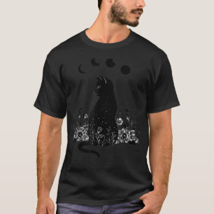 Camiseta Silhouette de Cat Moon Starry lindo jardín nocturn