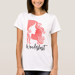Camiseta Silhouette de Chica Wanderlust en corazones rojos