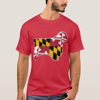 Camiseta Silhouette de Clumber Spaniel con Fla del estado d