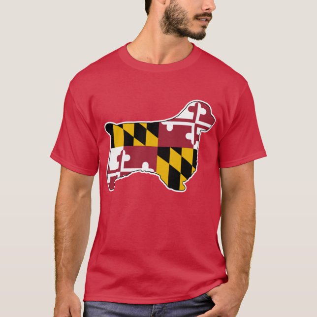 Camiseta Silhouette de Clumber Spaniel con Fla del estado d (Anverso)