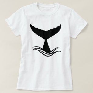 Camiseta Silhouette de cola de ballena de ola oceánica