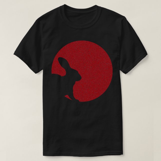 Camiseta Silhouette de conejito de sol rojo mínimo con prob (Diseño del anverso)