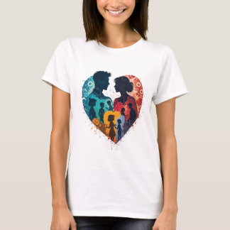 Camiseta Silhouette de Corazón Floral - Celebrando la Unida
