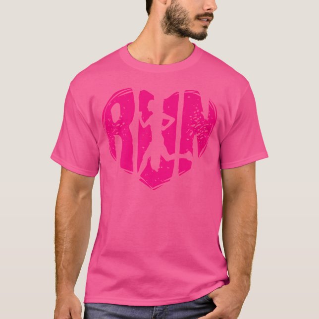 Camiseta Silhouette De Corazón Rosa Para Corredores (Anverso)