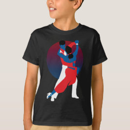 Camiseta Silhouette de danza roja y azul - bailarinas de ta