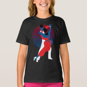 Camiseta Silhouette de danza roja y azul - bailarinas de ta