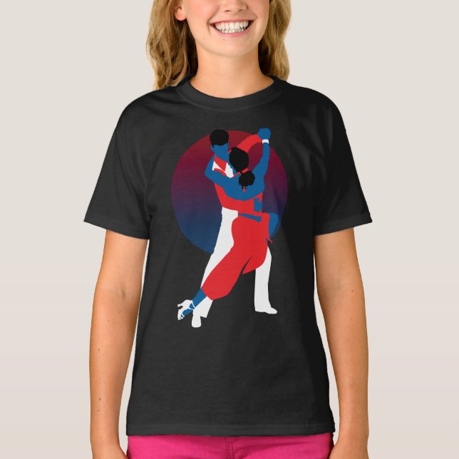 Camiseta Silhouette de danza roja y azul - bailarinas de ta (Anverso)