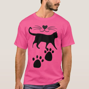 Camiseta Silhouette de gato con pinturas de mango y nariz c