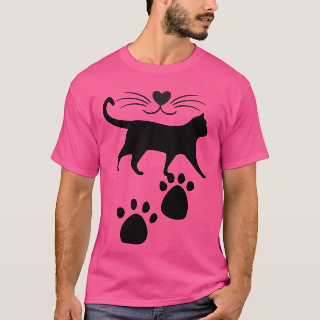 Camiseta Silhouette de gato con pinturas de mango y nariz c (Anverso)