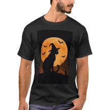 Silhouette De Gato De Brujas Con Luna Llena Y Bats
