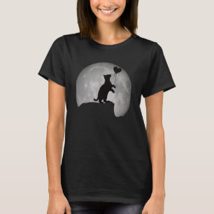 Camiseta Silhouette de gato en luna llena con corazón. Beau