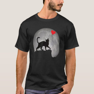 Camiseta Silhouette de gato en luna llena con corazón. Beau