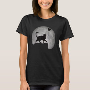 Camiseta Silhouette de gato en luna llena con corazón. Beau