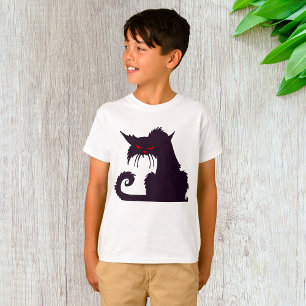 Camiseta Silhouette de gato negro malvado con ojos rojos