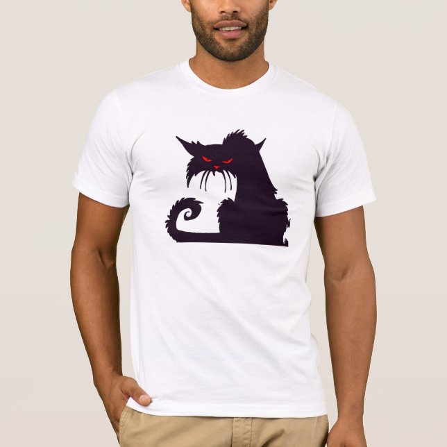 Camiseta Silhouette de gato negro malvado con ojos rojos (Anverso)