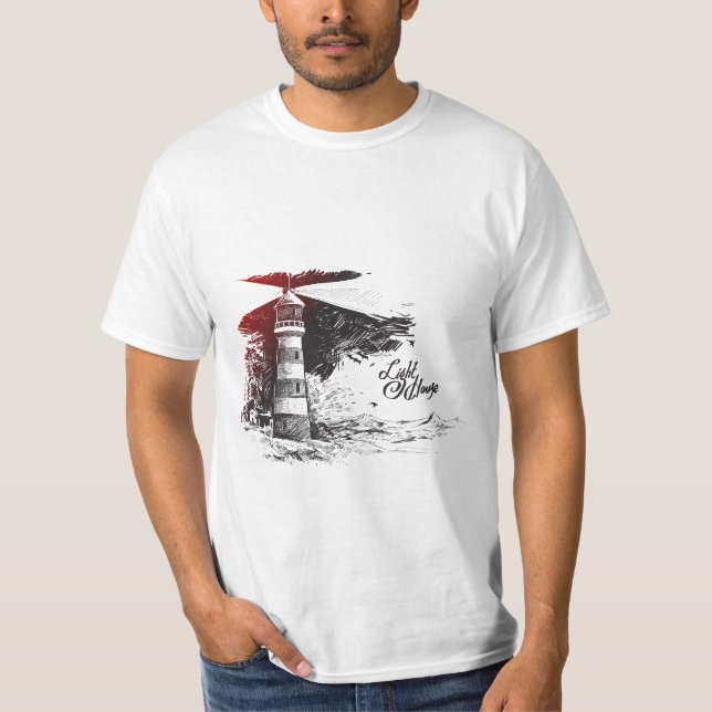 Camiseta Silhouette de gaviota ilustrada con luz (Anverso)