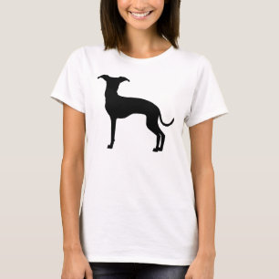 Camiseta Silhouette de Greyhound Italiana Negra (O Su Color