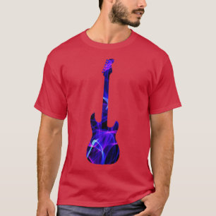 Camiseta Silhouette de guitarra de violeta sobre negro
