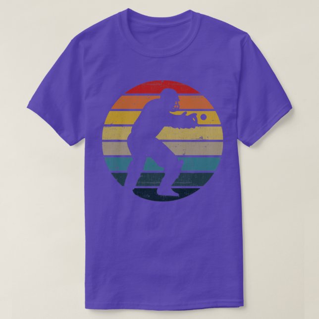 Camiseta Silhouette De Jugador De Cricket En Un Su Retro Mo (Diseño del anverso)
