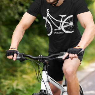 Camiseta Silhouette de la bicicleta blanca del cicólogo