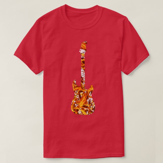 Camiseta Silhouette de la guitarra de la llama amarilla en  (Diseño del anverso)