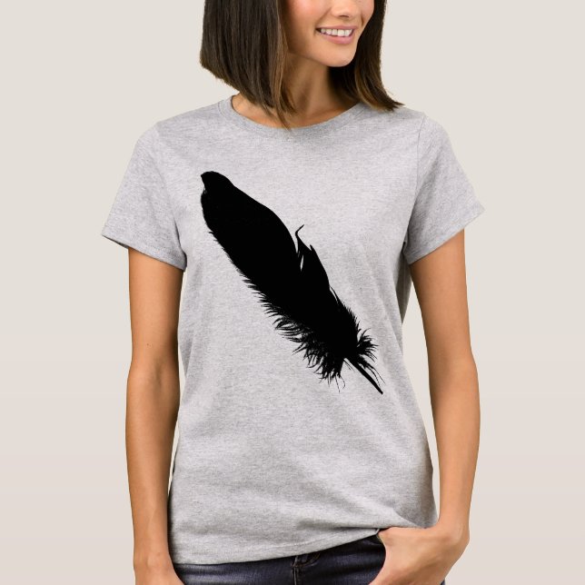 Camiseta Silhouette de la pluma negra grande (Anverso)
