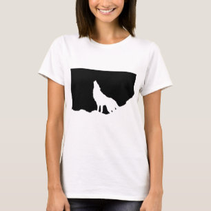 Camiseta Silhouette de Lobo de Arte Pop Blanco y Negro