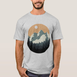 Camiseta Silhouette de Montaña y Escenario Forestal
