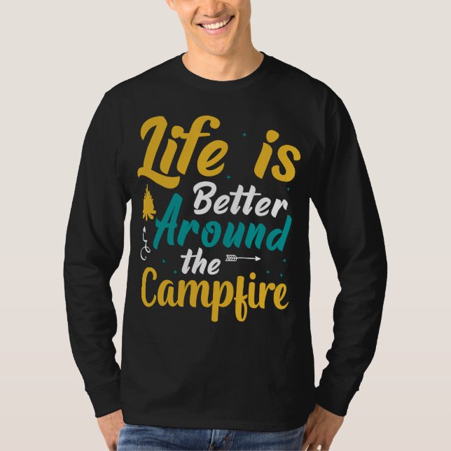 Camiseta Silhouette de Montaña y Escenario Forestal (Anverso)