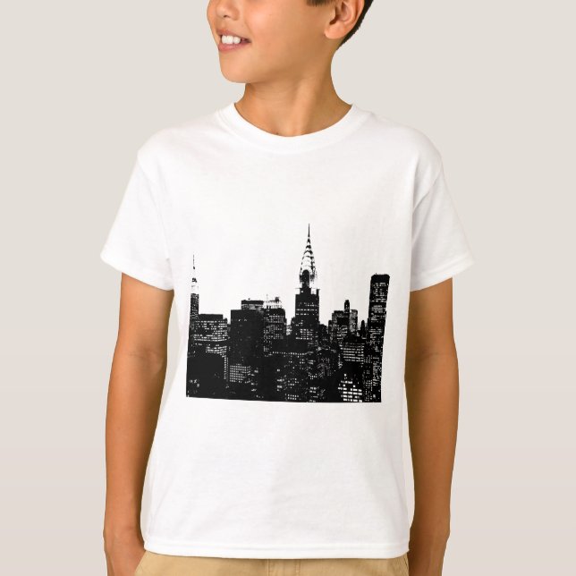 Camiseta Silhouette de Nueva York en blanco y negro (Anverso)