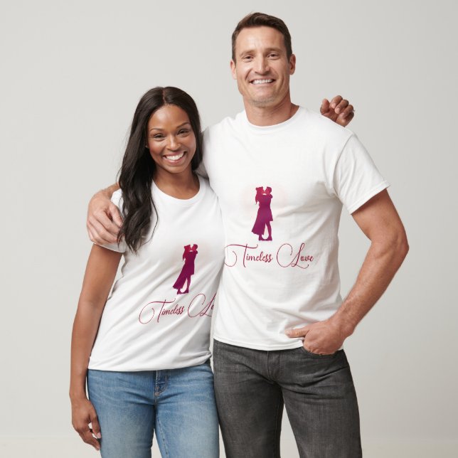 Camiseta Silhouette de pareja romántica con corazón (Unisexo)