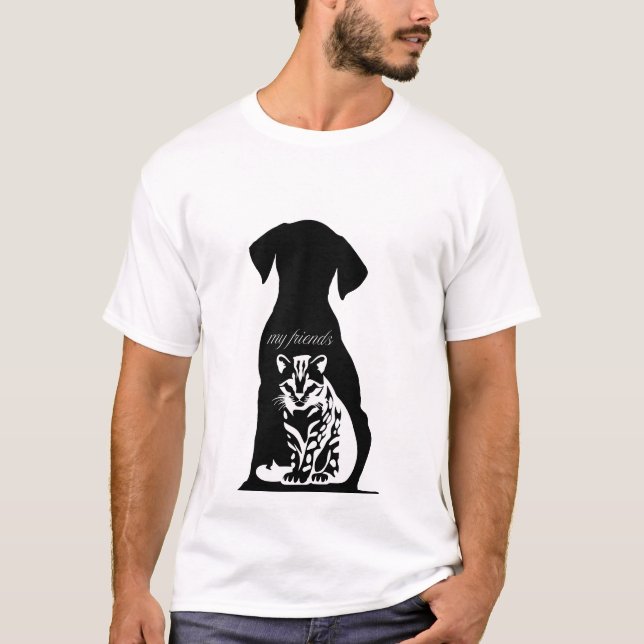 Camiseta Silhouette de perro con un gato por dentro y "mis  (Anverso)