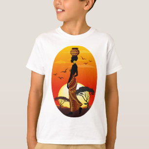 Camiseta Silhouette de una bella mujer africana sobre los S
