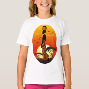 Camiseta Silhouette de una bella mujer africana sobre los S