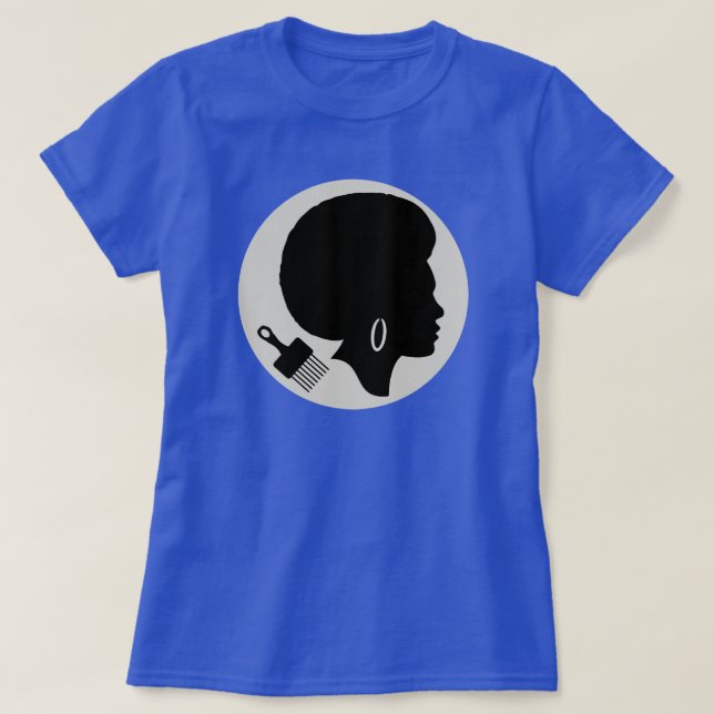 CAMISETA SILHOUETTE DE UNA MUJER AFRO CREATIVA CON PICK AFR (Diseño del anverso)