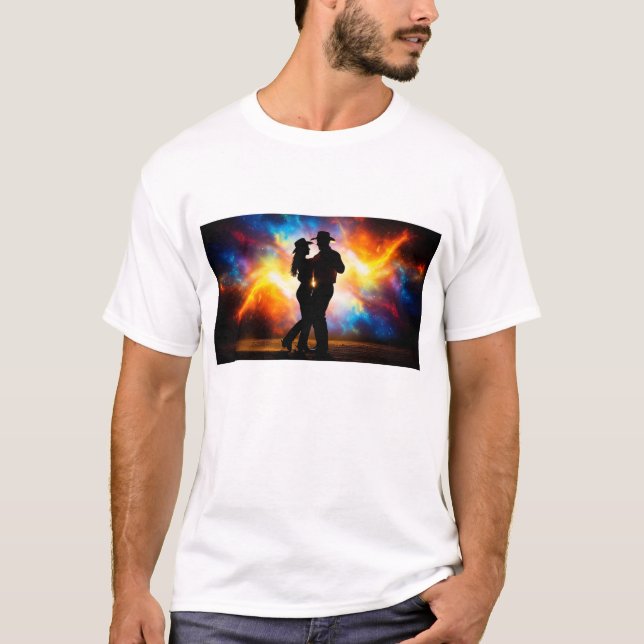 Camiseta Silhouette de una pareja de bovinos bailando junto (Anverso)