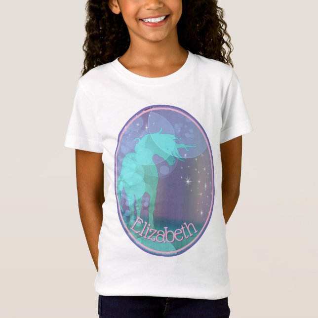 Camiseta Silhouette de Unicorn (burbujas de arcoiris) (Anverso)
