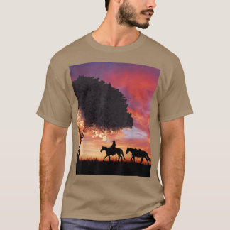 Camiseta Silhouette De Vaquero Y Blosa De Cerezo Sakura Jap