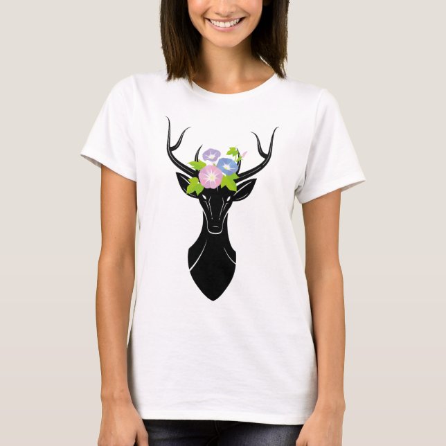 Camiseta Silhouette Deer Buck Morning Flores de gloria Anim (Anverso)