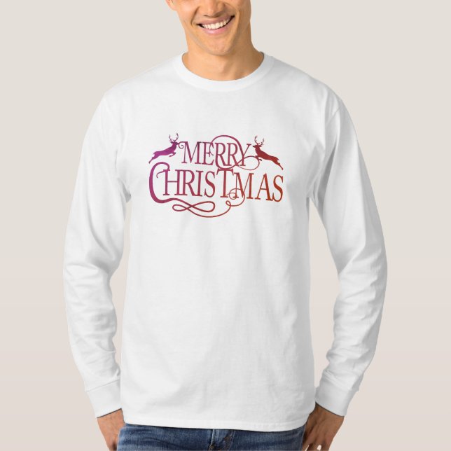 Camiseta Silhouette Deer Merry Christmas Men's (Anverso)
