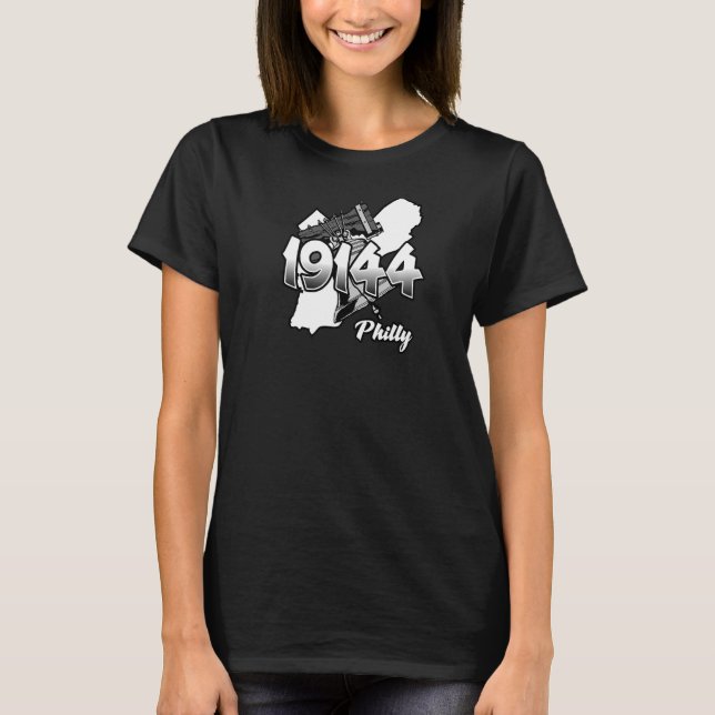Camiseta Silhouette Filadelfia con código postal 19144 y Li (Anverso)
